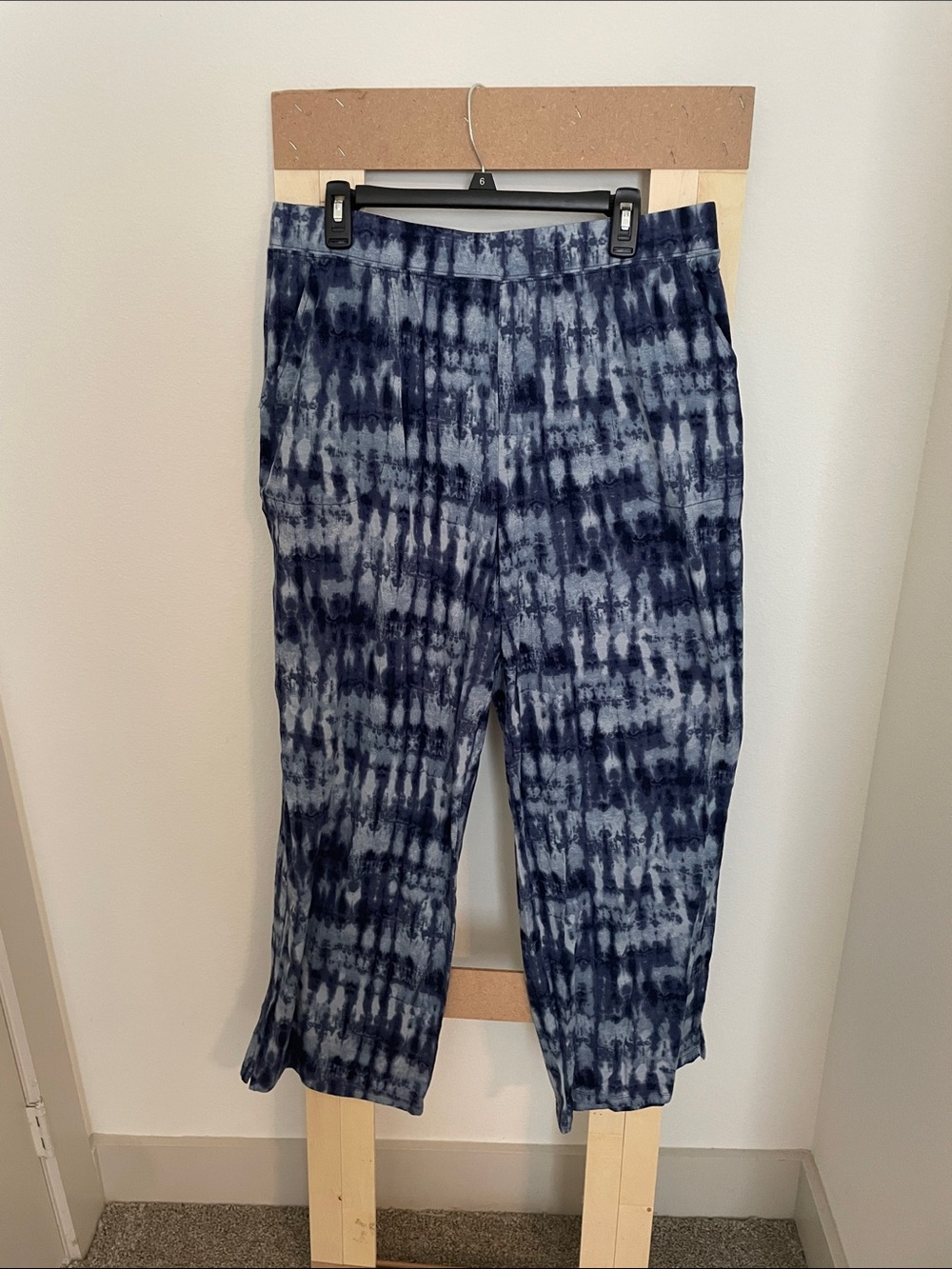 Women's Blue Tie-Dye Relaxed Jersey Pants